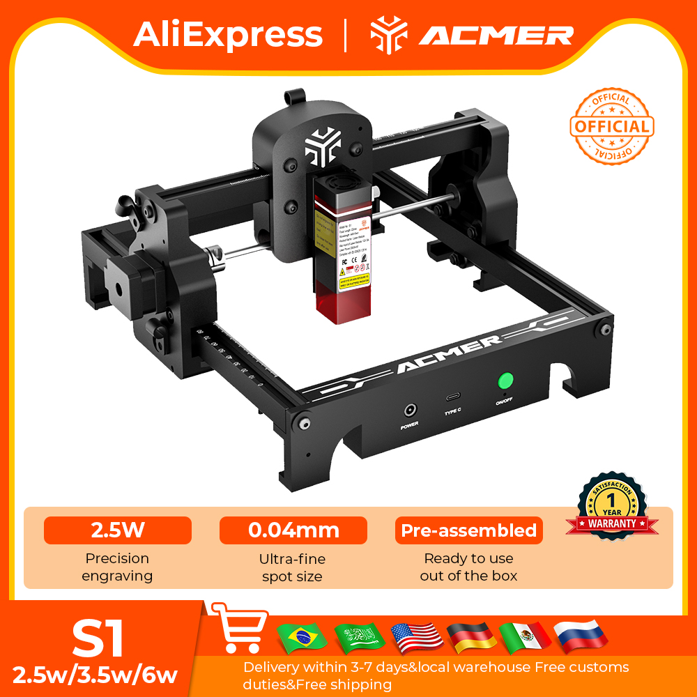 ACMER S1 Mini Laser Engraving  - Rotary Axis Laser Engraver recension och pris