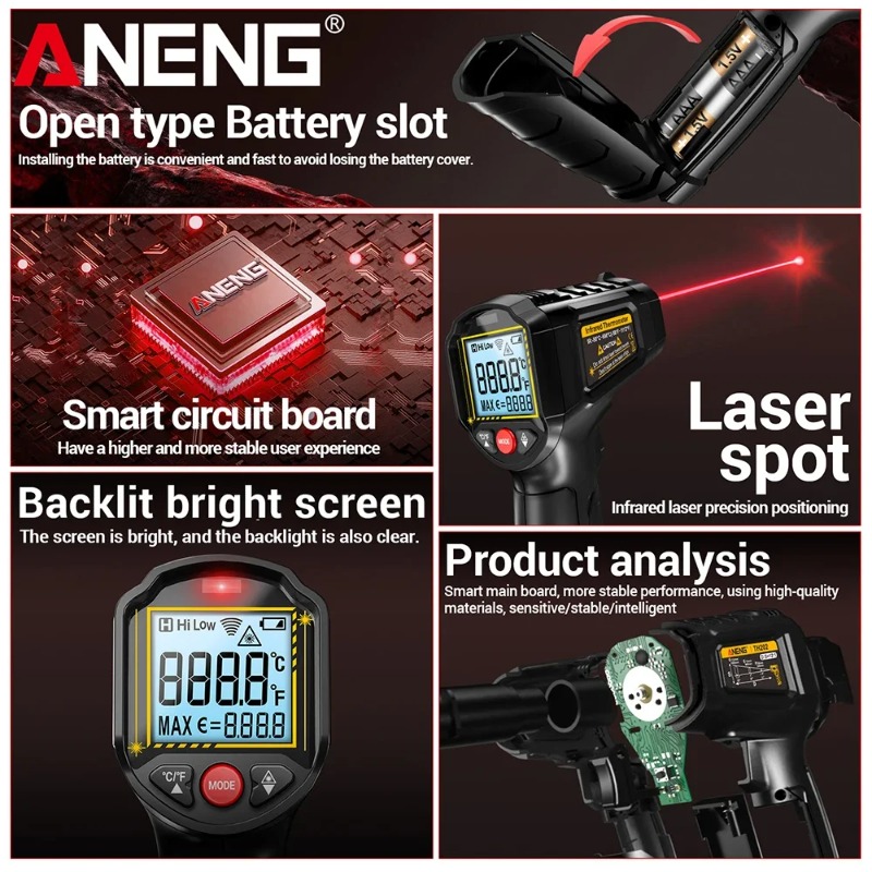 ANENG TH202 Non-contact Infrar - Industrial Laser Thermometer Gun recension och pris